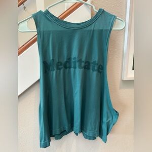 Spiritual Gangster Teal Muscle Tee with 'Meditate' Graphic